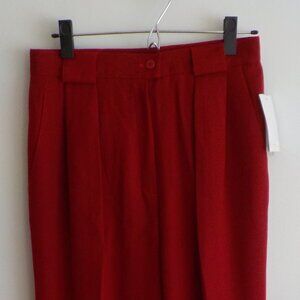 Jones New York Pant- VINTAGE - NWT 100% Wool Scarlet Red Pleated Cuff 10 (605)